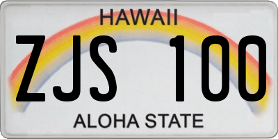 HI license plate ZJS100