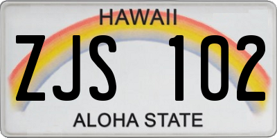 HI license plate ZJS102