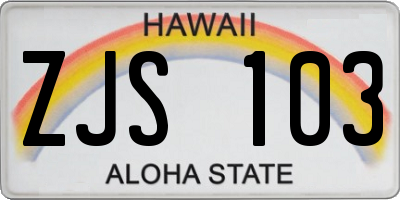 HI license plate ZJS103