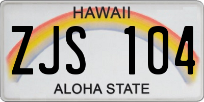 HI license plate ZJS104