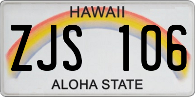 HI license plate ZJS106