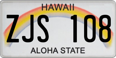 HI license plate ZJS108