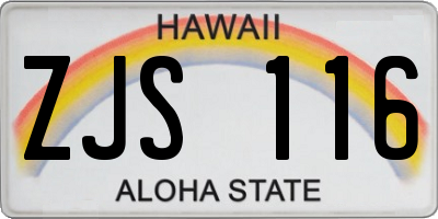 HI license plate ZJS116