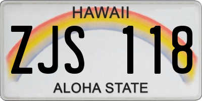 HI license plate ZJS118