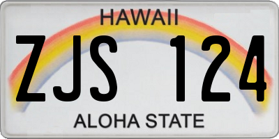 HI license plate ZJS124
