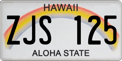 HI license plate ZJS125