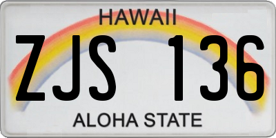 HI license plate ZJS136