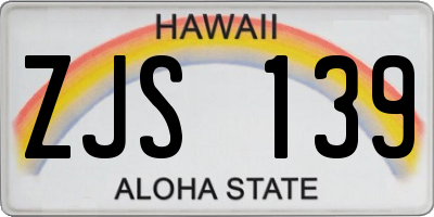 HI license plate ZJS139