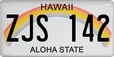 HI license plate ZJS142