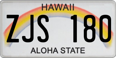 HI license plate ZJS180