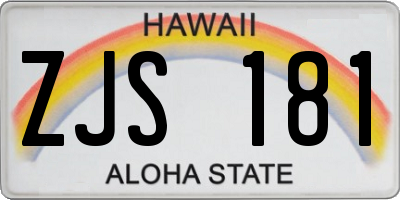 HI license plate ZJS181