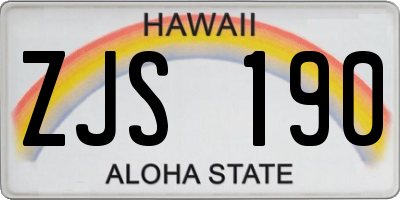 HI license plate ZJS190