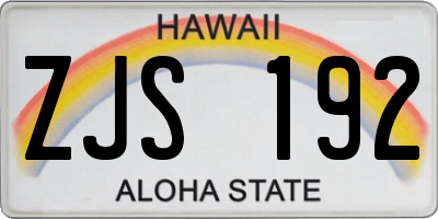 HI license plate ZJS192