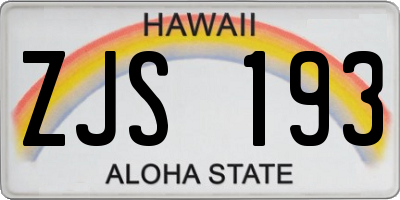 HI license plate ZJS193