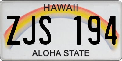 HI license plate ZJS194