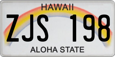 HI license plate ZJS198