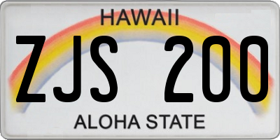 HI license plate ZJS200