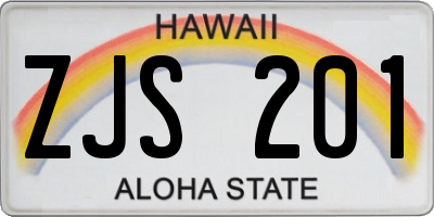 HI license plate ZJS201