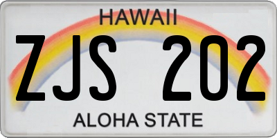 HI license plate ZJS202