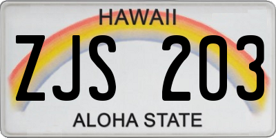 HI license plate ZJS203