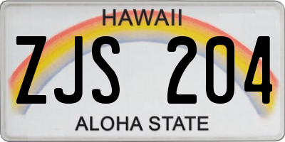 HI license plate ZJS204
