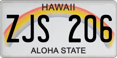 HI license plate ZJS206