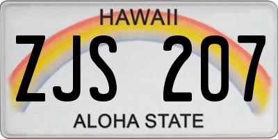 HI license plate ZJS207