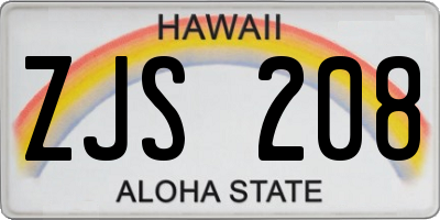 HI license plate ZJS208