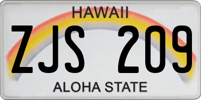 HI license plate ZJS209