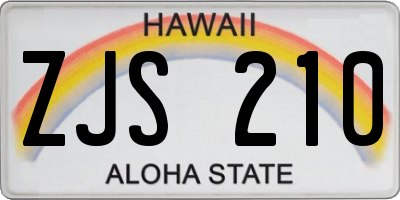 HI license plate ZJS210