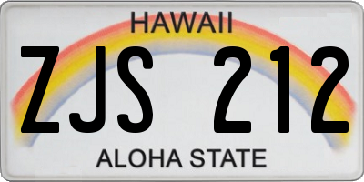 HI license plate ZJS212