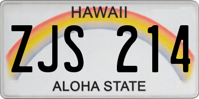 HI license plate ZJS214