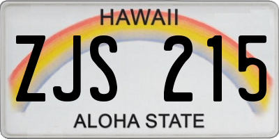 HI license plate ZJS215