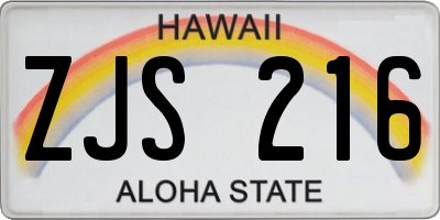 HI license plate ZJS216