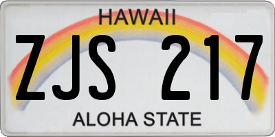 HI license plate ZJS217
