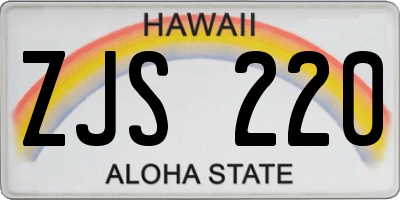 HI license plate ZJS220