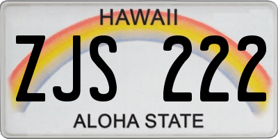 HI license plate ZJS222