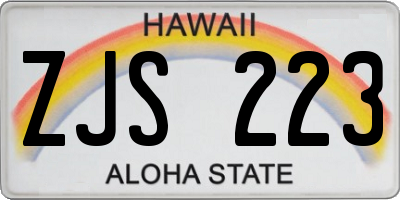 HI license plate ZJS223