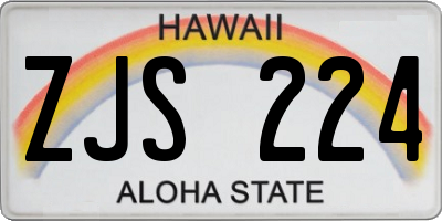 HI license plate ZJS224
