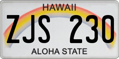 HI license plate ZJS230