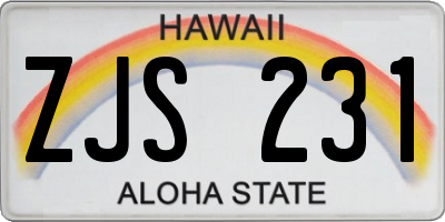HI license plate ZJS231