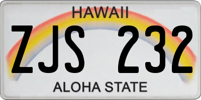 HI license plate ZJS232