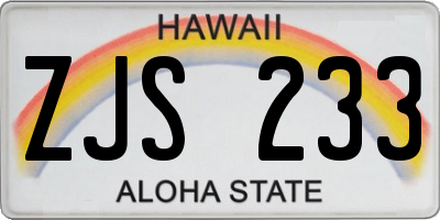 HI license plate ZJS233