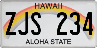 HI license plate ZJS234
