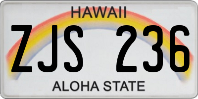 HI license plate ZJS236
