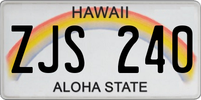 HI license plate ZJS240