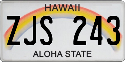 HI license plate ZJS243