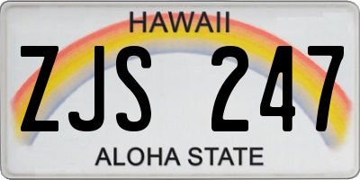 HI license plate ZJS247