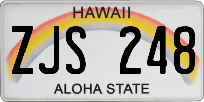 HI license plate ZJS248