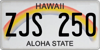 HI license plate ZJS250